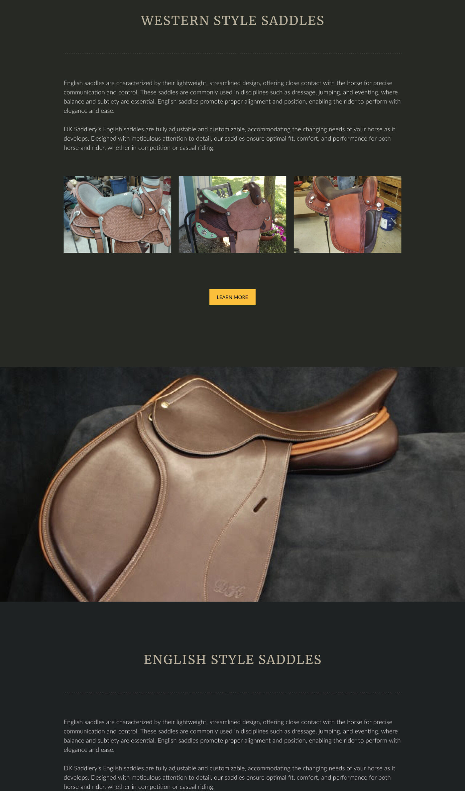 english saddles section