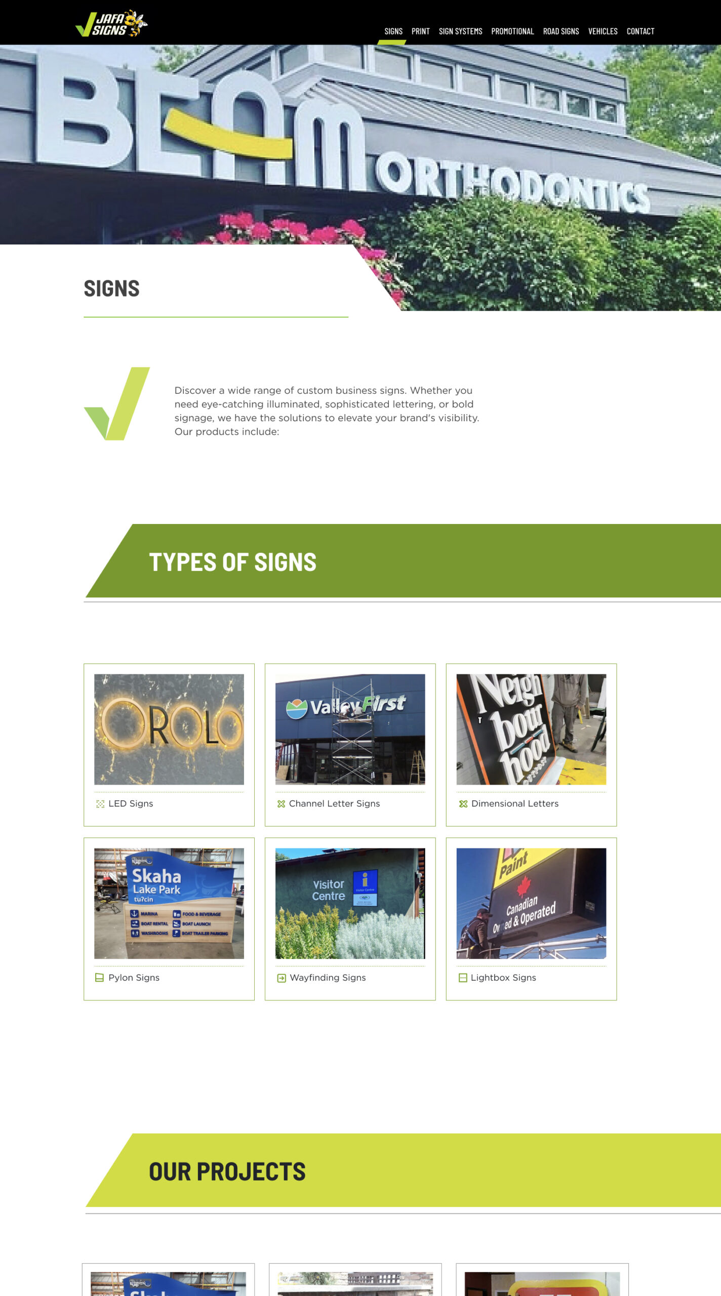 Sign company signs page