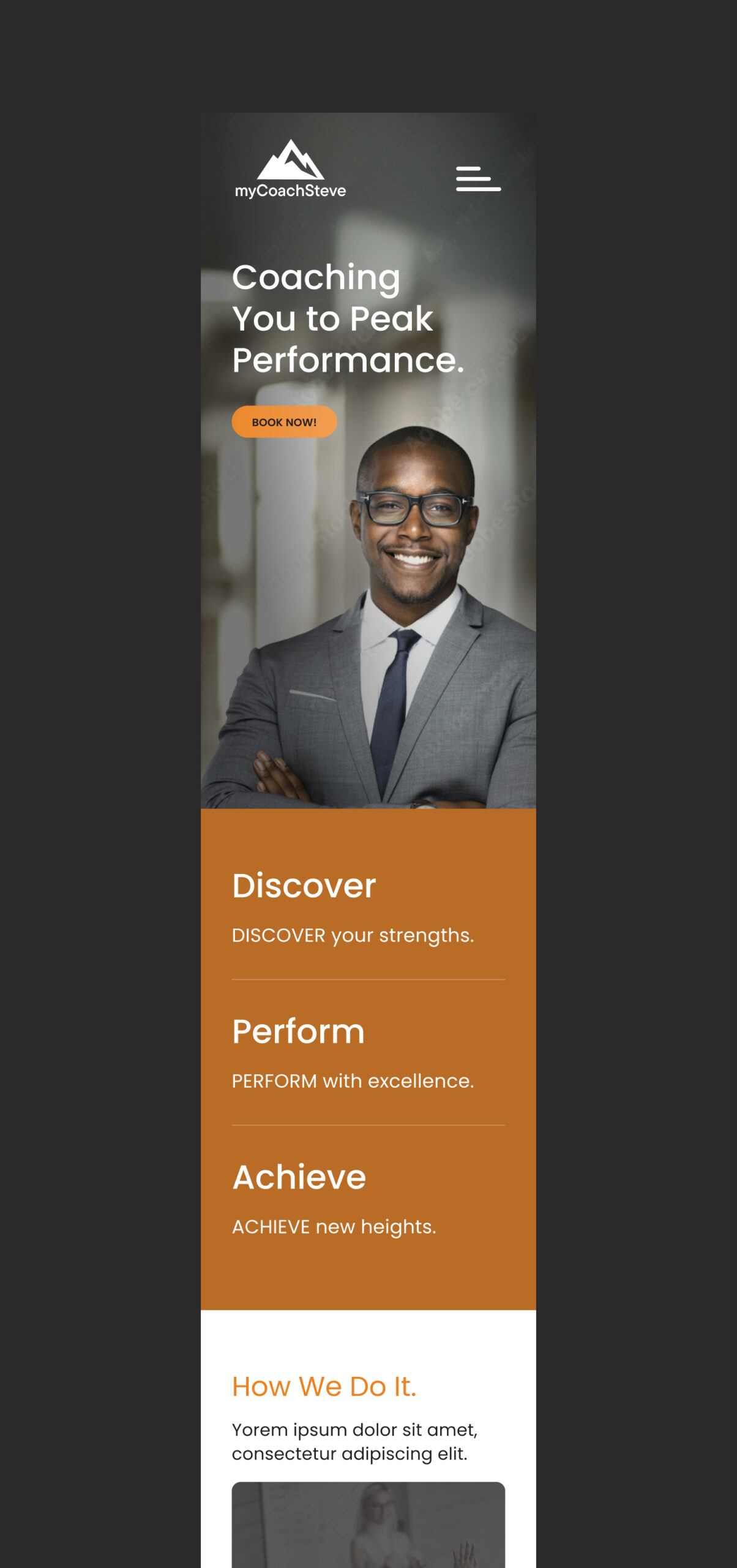 business coach home page mobile